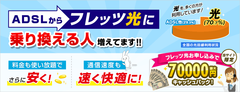 ADSLからフレッツ光に乗り換える人が増えてます！！