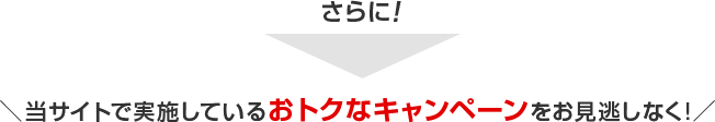 さらに！当サイトで実施しているおトクなキャンペーンをお見逃しなく！